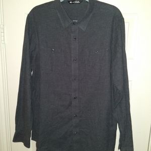 Travis Mathew Gray Long Sleeve Button Down Shirt Men's sz Large.